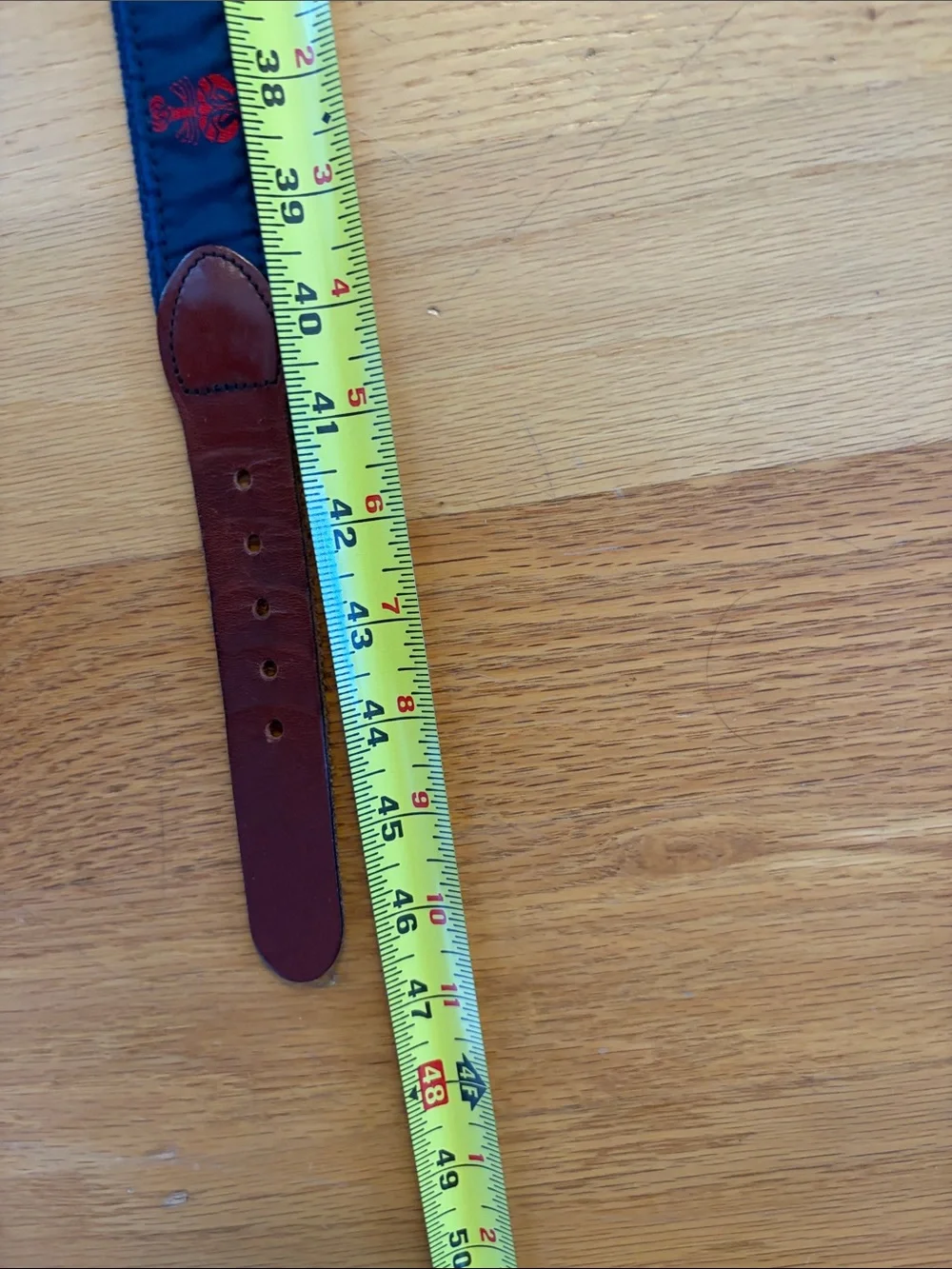 J. Press leather and ribbon lobster motif belt size 42